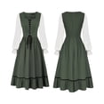 thumbnail image 2 of Anmrize Women Renaissance Peasant Dress, Long Sleeve Medieval Costume, Halloween Party Cosplay Dress, Renaissance Costume Women Peasant Medieval Dress Short Sleeve Maxi Fairy Dresses, Green L, 2 of 5