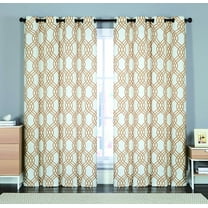 2 Pack: Victoria Classics Shabby Geometric Grommet Top/Foam Back Curtain Panels - Taupe