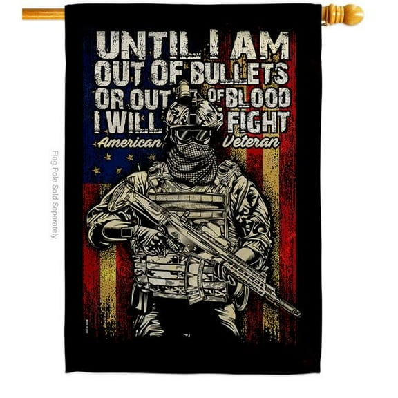 US Brotherhood  28 x 40 in. Out of Bullets House Flag with Armed Forces Veterans Double-Sided Decorative Vertical Flags Decoration Banner Garden Yard Gift