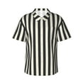 thumbnail image 2 of Goofa Black And White Thick Stripes Hawaiian Shirt for Men, Unisex Summer Beach Casual Short Sleeve Button Down Shirts,Aloha Tropical Floral print shirt-Small, 2 of 9