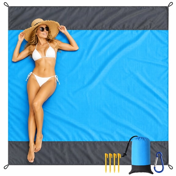 Wavraging Beach Blanket Sandproof Waterproof, Oversized Sand Free Beach Mat 80 x 84 Inch for 1-8 Adults, Extra Large Lightweight Picnic Blanket, Quick Drying Beach Accessories for Travel Camping