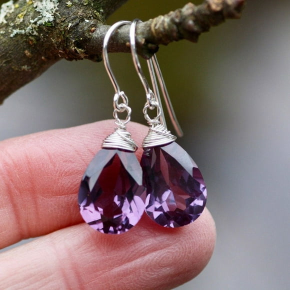 Color Change Alexandrite Earrings Sterling Silver 925 , June birthstone Handmade Earring