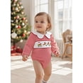 thumbnail image 3 of BemeyourBBs Baby Girl Christmas Romper Loose Striped Embroidered Infant Jumpsuit, 3 of 8