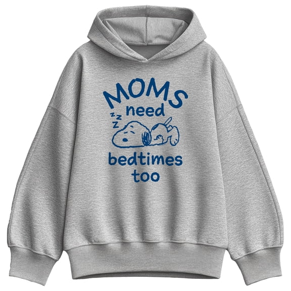 Peanuts - Moms Need Bedtimes Too Snoopy - Women's Oversized Fleece Hoodie Sweatshirt