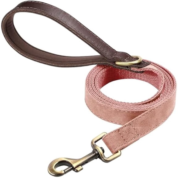 Eryueer PU Leather Dog Leash for Small Dogs 4.5ft, Soft Padded Handle Faux Leather Dog Leashes for Medium Dogs, Walking and Training Leashes for Large Dogs,Pink