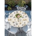 thumbnail image 6 of Gray Beige Floral Round Fitted Tablecloth with Elastic Edge, Waterproof Table Cloth Table Cover for 45"-54" Tables, Spring Modern Botanical Flowers Blossom Tablecloths for Dining Picnic Outdoor, 6 of 9