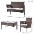 thumbnail image 2 of Topcobe Outdoor Patio Dining Set, 4 Piece Patio Wicker Furniture Seating Conversation Rattan Chair Glass Table (Brown Wicker, Beige Cushions), 2 of 5