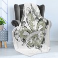 thumbnail image 4 of Fleur De Lis Soft Flannel Fleece Throw Blanket, Eagles on Fleur De Lis Emblem Power Victorian Creative Illustration, Cozy Plush for Indoor and Outdoor Use, 50" x 70", Tan White, by Ambesonne, 4 of 5