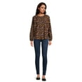 thumbnail image 3 of Time and Tru Women's Button Front Blouse with Long Sleeves, Sizes XS-XXXL, 3 of 6