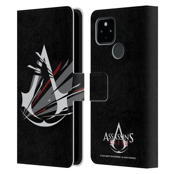 Head Case Designs Officially Licensed Assassin's Creed Logo Shattered Leather Book Wallet Case Cover Compatible with Google Pixel 4a 5G
