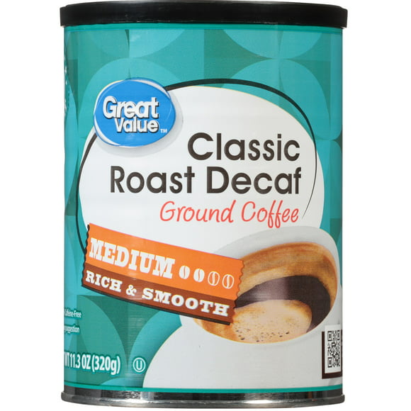 Great Value Classic Decaf Medium Roast Ground Coffee, 11.3 oz