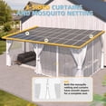 thumbnail image 4 of AECOJOY 20'x10' Outdoor Lean to Gazebo Pergola with Curtains and Netting, 10x20 Large Wall-Mounted Hardtop Gazebo Shelter Pergolas and Gazebos Clearance with Patio Roof, White, 4 of 7