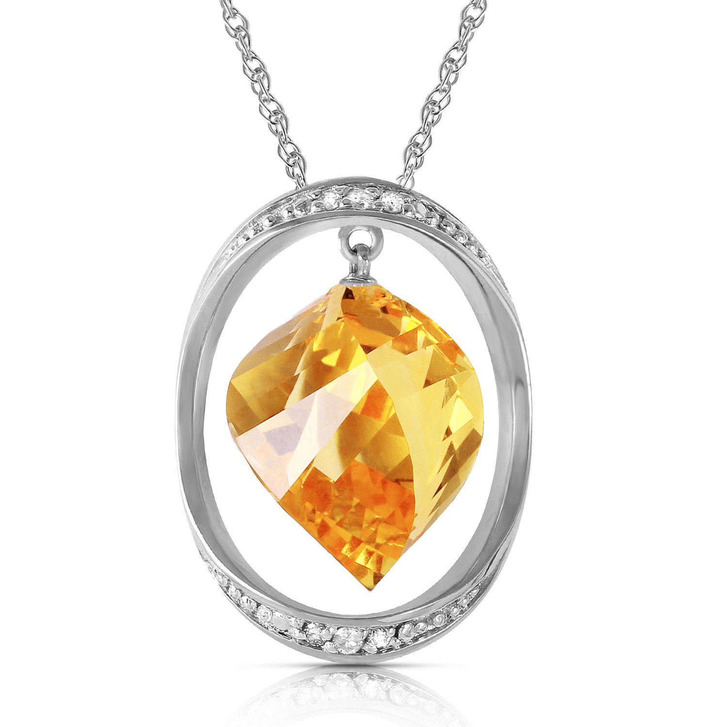 Galaxy Gold 14K Solid Gold 11.85 Carat Natural Diamond Briolette Necklace for Women - White Gold Fine Jewelry