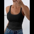 thumbnail image 4 of Camisola de Algodón Sin Mangas con Tirantes Finos, Cuello Redondo, Acanalada y Ajustada para Mujer Negro XL, 4 of 9