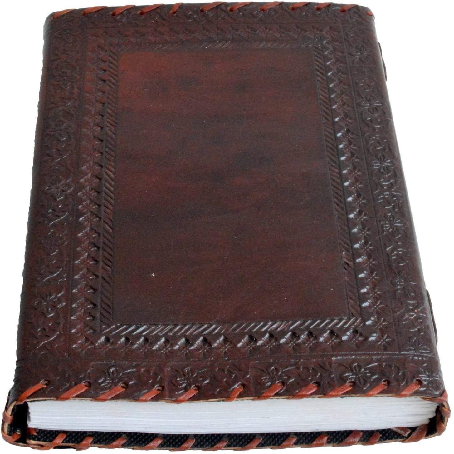 Jaald 10" Leather Journal Blank Notebook Handmade Travel Diary with Lock Writing Bullet Journal Christmas Gift Brown Sketchbook for Artists