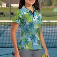 thumbnail image 2 of Binienty Tropical Palm Tree Matching Shirts for Couples Versatile Fashion Shirts Workout Tops with Zipper Neck Short Sleeve Classic Fit Shirts for Golf Running Sports, 2 of 7