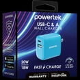 thumbnail image 3 of Liquipel Powertek 20W A/C Combo Wall Charger Light-Up - Blue, 3 of 7