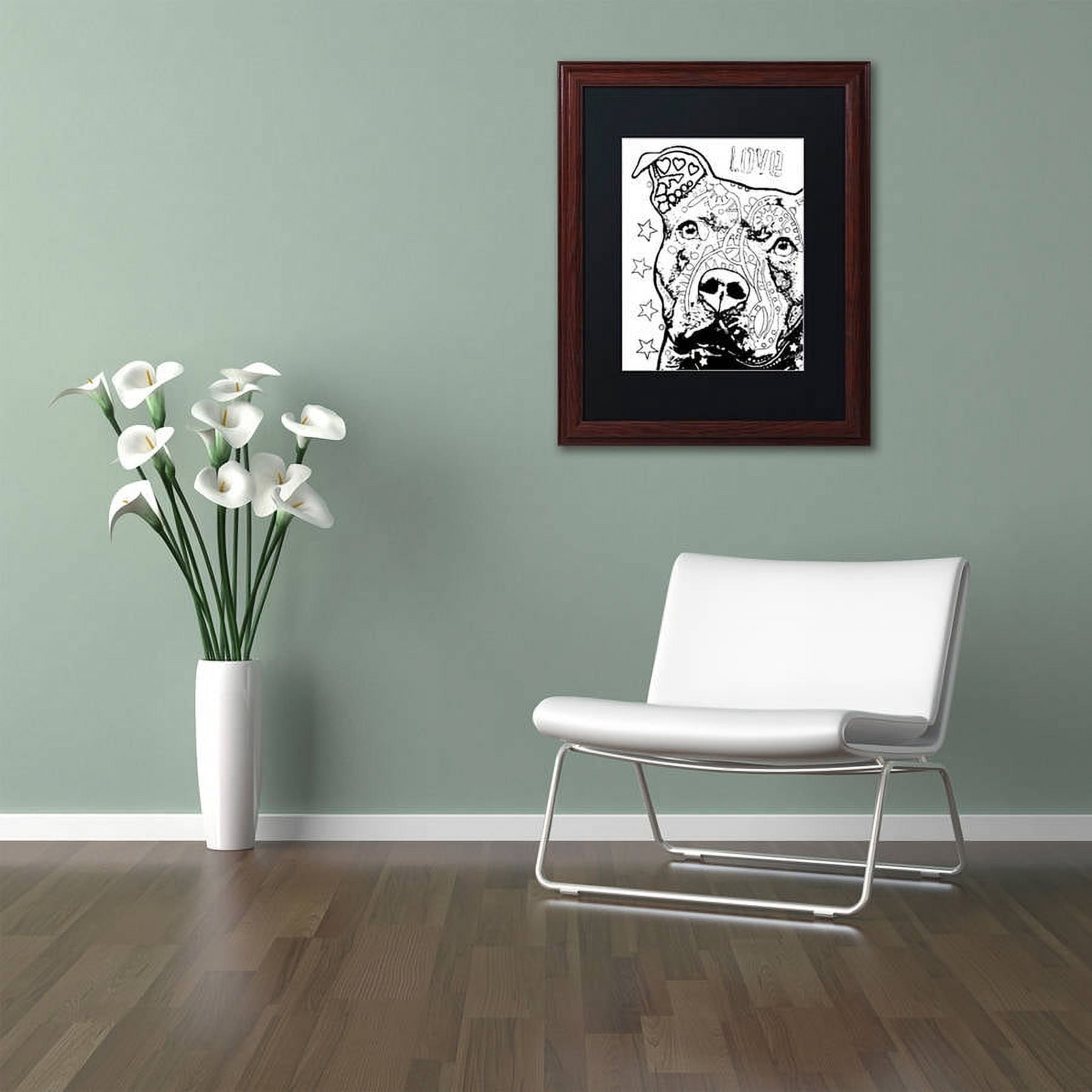 Trademark Fine Art "Thoughtful Pitbull CB 1" Canvas Art by Dean Russo, Black Matte, Wood Frame