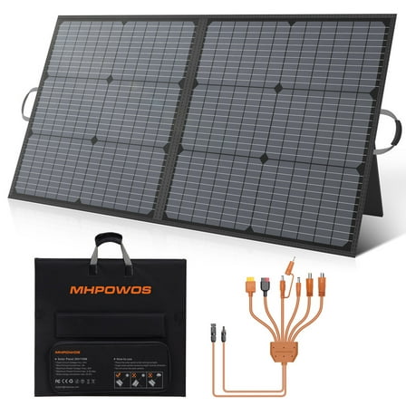 MHPOWOS 110W Portable Solar Panel 23.5% High Efficiency Foldable Solar Panel Charger with 20V Output for Power Station Solar Generator Outdoor Camping RV Off Grid System