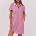 thumbnail image 3 of Dvprdro Robe d'Été pour Femme Mode Classique Unie à Manches Courtes Robe Mini Décontractée Ample avec Poches Robe Chemise de Tennis Golf, 3 of 5