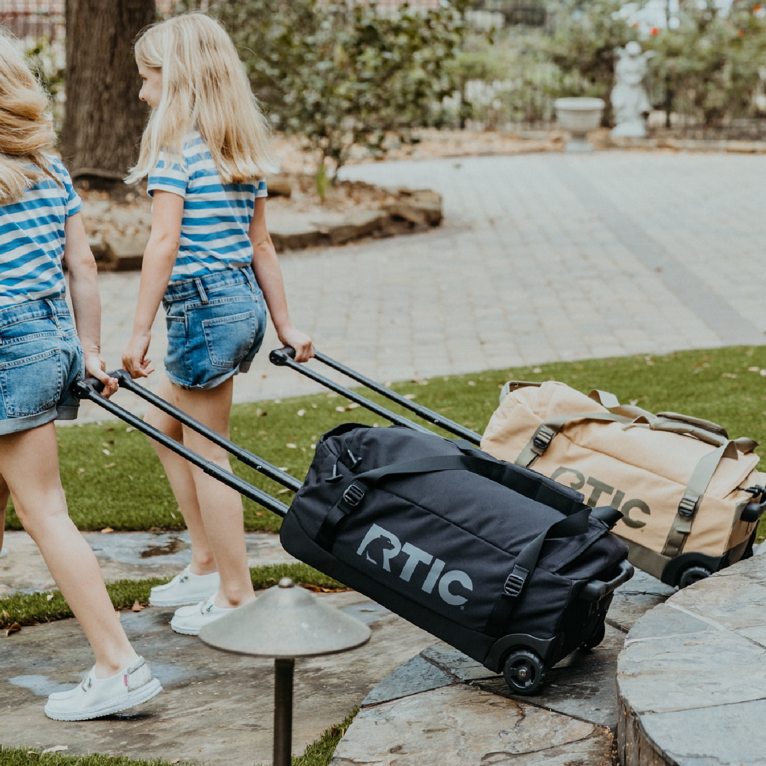 RTIC Road Trip Rolling Duffle Bag, Medium, Water-Resistant and Wheeled, Navy & Denim