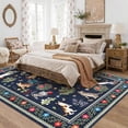 thumbnail image 2 of Garvee 5'x7' Floral Area Rug Animal Cat Carpet, Washable Boho Rugs Non Slip Low Pile Soft Indoor Floor Mat for Living Room Bedroom Dining Room, Blue, 2 of 6
