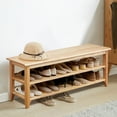 thumbnail image 1 of Vlush Shoe Bench Entryway with Storage Bench for Bedroom, Ottoman, 2 Tier, Shoe Rack Organizer for Door, Good Load Bearing, Ideal for Entryway Hallway Living Room and Corridor(Natural 47.2"), 1 of 6