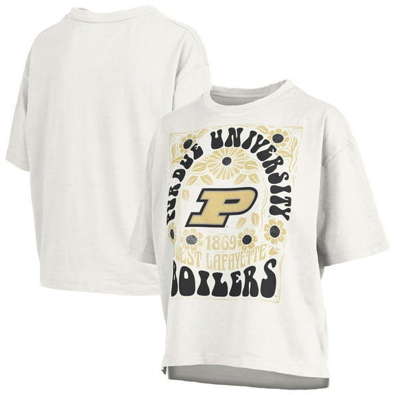 Women's Pressbox White Purdue Boilermakers Harmony Oversized Slub T-Shirt