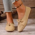 thumbnail image 4 of KEGIRLOM Women's Fashionable Casual Versatile Plus Size Breathable Loafers Solid Color Front Laces Round Toe Closed Toe Lace-Up Flat Soft Sole Shoes Beige 6.5, 4 of 8