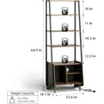 thumbnail image 2 of 5 Tier Ladder Shelf with Cabinet, Mid Century Modern Bookshelf, Tall Bookcase with Charging Station, Wood and Metal Open Display Shelf for Living Room, Bedroom, Home Office, Walnut, 2 of 8