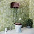 thumbnail image 2 of High Tank Pull Chain Round Toilet Wooden Top Entry White Porcelain Bowl 1.6 GPF Renovator's Supply, 2 of 8