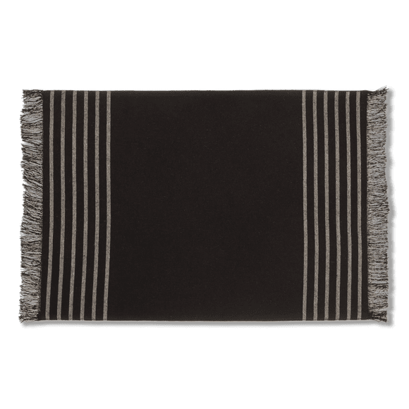 Bouclair Set of 4 Black & Natural Fringed Fabric Placemats 18 X 13 in (83.8 X 33 cm)