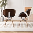 thumbnail image 3 of Vanity Art Synthetic Leather Seat Mid-Century Living Room Kitchen Dining Room Curved Back Seat Walnut Accent Dining Chair UC-9B, 3 of 8