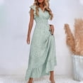 thumbnail image 6 of Giftesty Summer Dresses for Women Clearance Deals Women's Spring and Summer New V-neck Waist Full Skirt Ruffled Elegant Dress Women's Sleeveless V-neck Ankle Dress, 6 of 8