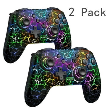 2 Pack Beboncool Wireless Pro Controller for Nintendo Switch - Crack-Design LED Gaming Controller w/ Turbo, 12-Hr Battery & Multi-Platform Compatibility