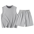thumbnail image 3 of VBTAPA Mens Sleeveless Workout Sets Crewneck Tank Tops and Drawstring Waist Shorts Set Solid Casual Athletic Tracksuit Sets with Pockets Gray XXXL, 3 of 8