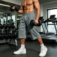 thumbnail image 5 of Guluxicc Men's Athletic Pants with Pockets Elastic Waist Drawstring Straight Leg Cropped Trousers for Running Everyday Gym Workout Wear Summer Casual Outfits, 5 of 8