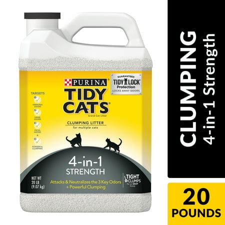 Purina Tidy Cats 4-in-1 Strength Clumping Cat Litter, 20-lb (Best Clumping Cat Litter Uk)