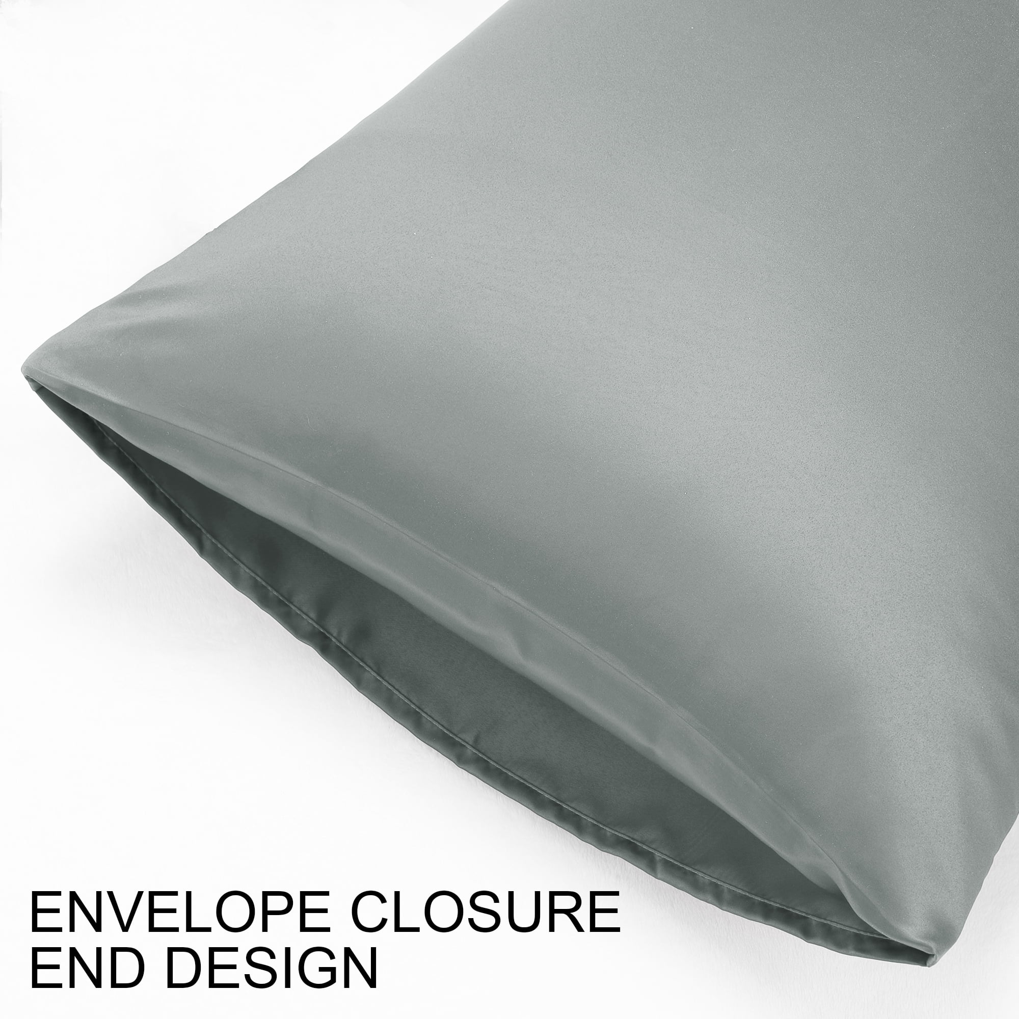 Unique Bargains 4 Pack Satin Pillowcases for Hair and Skin, Grey Queen
