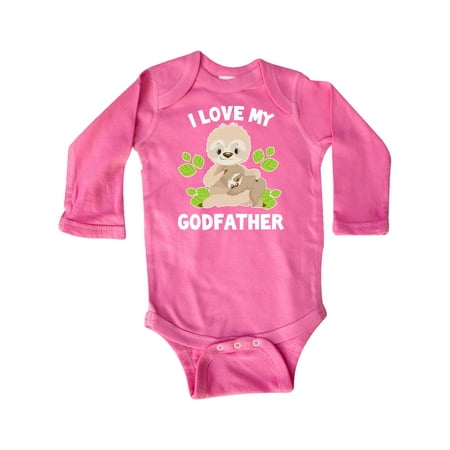 

Inktastic Cute Sloth I Love My Godfather with Green Leaves Gift Baby Boy or Baby Girl Long Sleeve Bodysuit