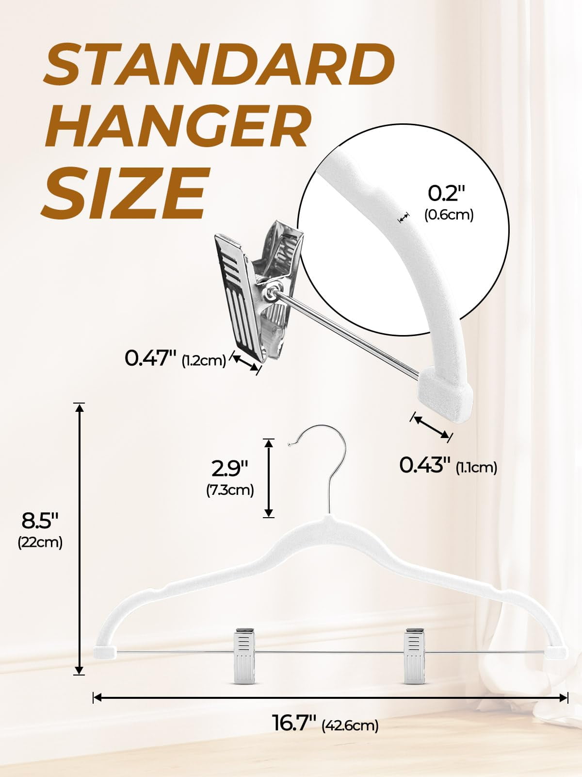 cozymood Velvet Pants Hangers 24 Pack, White Velvet Hangers with Adjustable Clips, Space Saving Slim Skirt Hangers