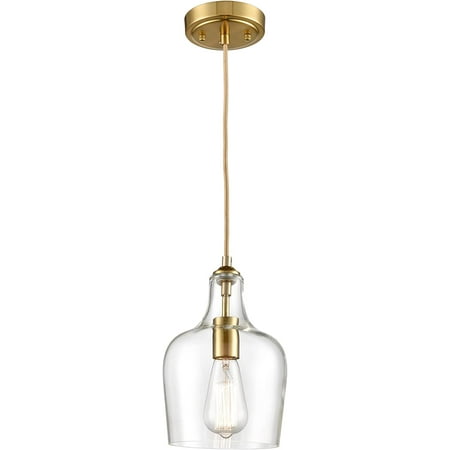 

HUIXIAN Modern Brushed Gold Pendant Light Clear Glass Adjustable Cord Hanging Light for Living Room Kitchen Island Chandelier with Bell Shape