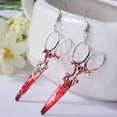 thumbnail image 6 of FaLX 1 Pair Dangle Earrings Horrible Blood Scissors Jewelry Bloodstained Sword Axe Saw Hook Earrings for Halloween, 6 of 8