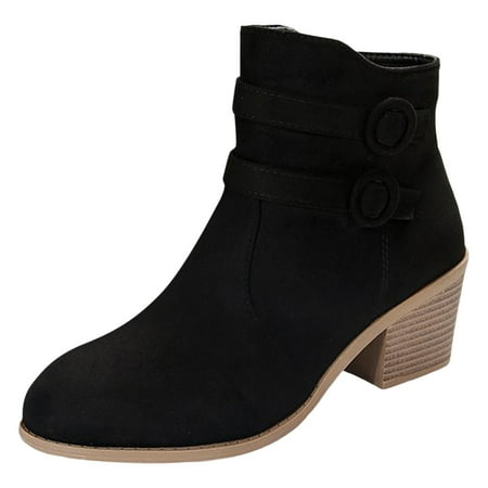 DVKOVI Cowgirl Boots Boots for Women Ankle Booties Women s Fashion Color Matching Autumn and Winter Women s Boots with Side Zipper Short Boots Dress Shoes for Women Low Heels Comfortable Black 38