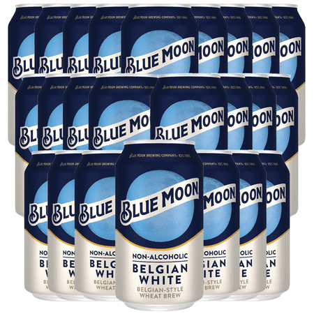Blue Moon Non-Alcoholic Belgian Style Wheat Beer - Dealcoholized NA Brew in 12oz Cans - Low Calorie: 80 cals, 17g carbs - Refreshing Craft Brew Option