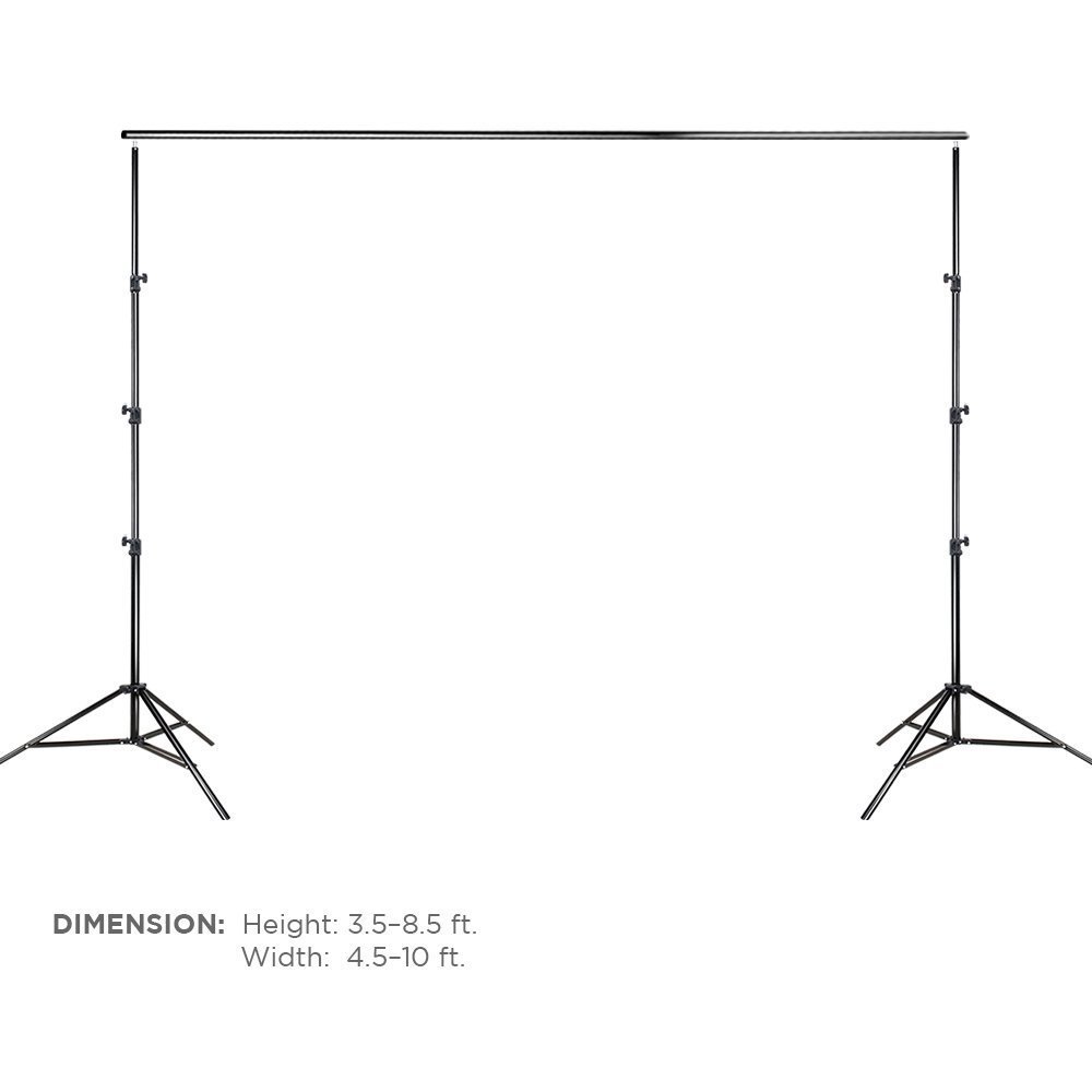 Photo Video Studio 10Ft Adjustable Muslin Background Backdrop Support System Stand with 2pcs Backdrop Support Spring Clamp - image 2 of 9