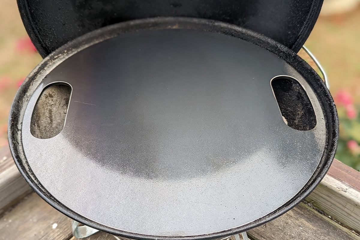 SnS Grills Slow 'N Sear® Plancha Griddle 18" — Carbon Steel Flat-Top Smashburger Griddle for Weber 18-Inch Kettle & Home 'N Roam Travel Kettle