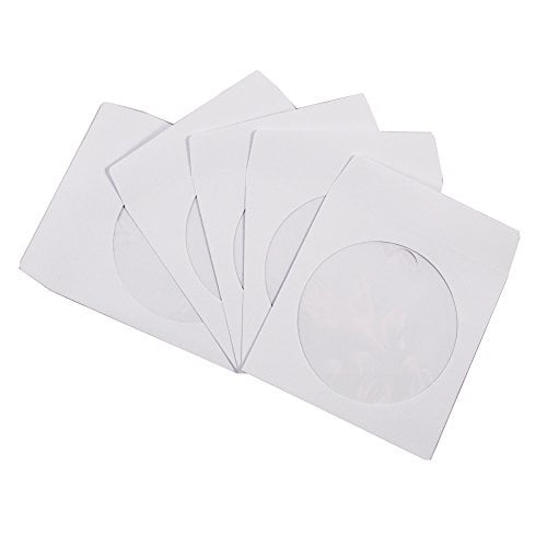 100 Pack Maxtek Premium Épais Papier Blanc Enveloppe Manches CD DVD avec Fenêtre Découpée et Rabat, 100g