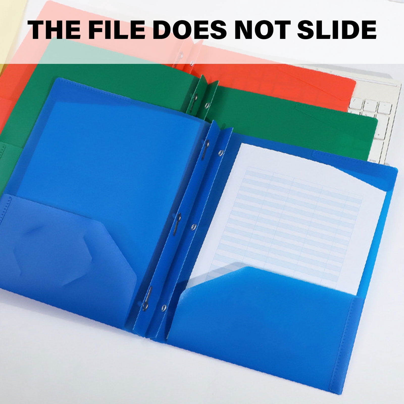 10Pcs Letter Size Paper Folder with Two Pockets and Business Card Holder, Two Pocket Folders with 3 Prong for Office