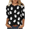 thumbnail image 2 of Puntoco Camiseta Suelta con Estampado de Moda para Mujer Camisa de Manga de Siete Puntos Camiseta Informal con Cuello Redondo Puntoco Puntoco-2900, 2 of 4